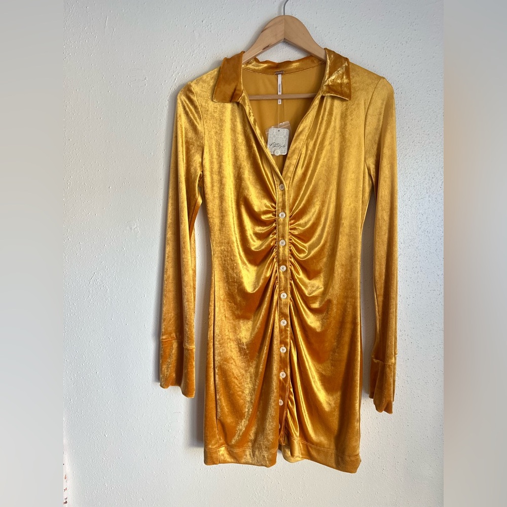 Free People Shayla Velvet Mini Dress - Small